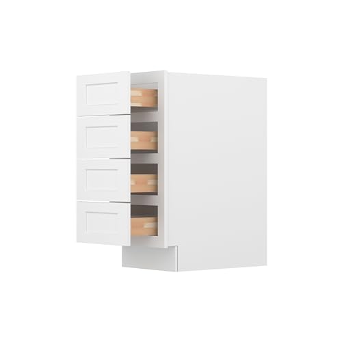 Image of Furinno Shaker Drawer Base Kitchen Cabinet with 4-Drawers, Ready to Assemble, 24 D x 15 W x 34.5 H, White