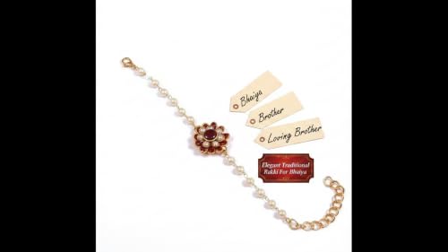 Image of Elegant Traditional Gold Plated /Rakhi Combo Of 1 Piece for Men and Women /brother /sister /bhabhi Kundan Stone combo set (Same as Shown In Image)