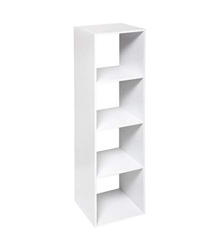 Five - Etagère de Rangement Colonne 4 Cases Bois Blanc H 134 cm
