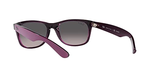 Ray-Ban Rb2132 New Wayfarer Square Sunglasses, Matte Violet On Transparent Violet/Grey Gradient Polarized, 55 Mm #TOP5