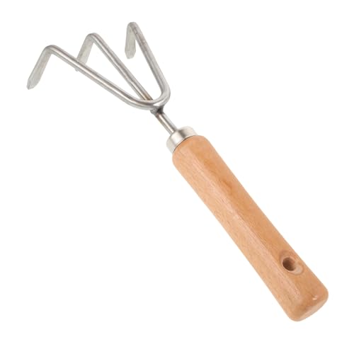 SEWACC Râteau de Jardinage à Trois Dents Inoxydable Manche Durable Petit Râteau Multifonction pour Rempotage et Entretien des Plantes