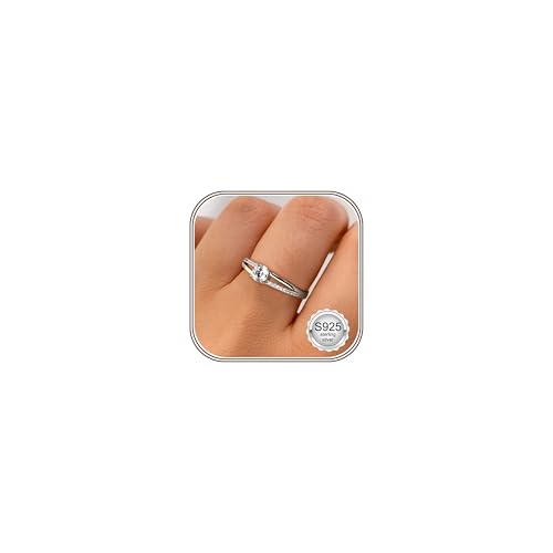 Milacolato Bague en Argent 925 pour Femme Bague en Argent Ajustable Bagues de Fiançailles à Zirconium Cubique de Mariage éternel Bagues en Argent pour Femme
