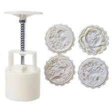 3D Mooncake Mould Set Flowers Roses Pattern Shape Moon Cake Mold Press Safe Cookie Molds for Mid-Autumn Festival