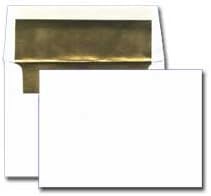 A2 Invitation Envelope - Gold Foil Lined - 24# White (4 3/8 x 5 3/4) - Announcement Envelope Series (Pkg of 100)