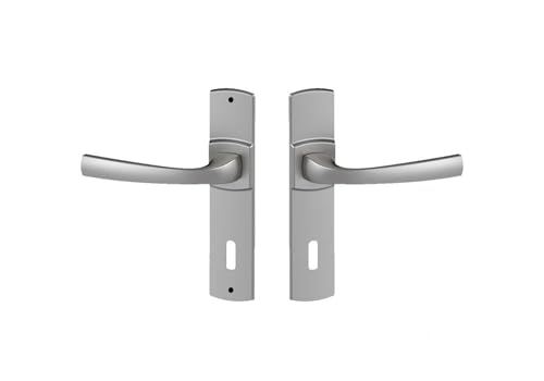 Vachette Set de Poignée de Porte sur Petite Plaque MUZE - Version Cle L Porte Cuisine/Salon, Entraxe 165 mm - Système de Pose Facile - en Zamak Résistant - Finition Chrome Velours - Garantie 10 Ans