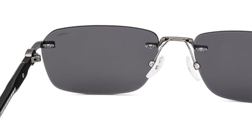Image of John Jacobs | Gunmetal - Grey Solid | Full Rim Rectangular Stylish & Premium Sunglasses | Celestia | 100% UV Protected | Men & Women | Large | JJ S70260