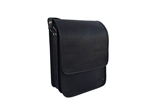 Black Leather Crossbody Messenger Bag Fits iPad/Tab Mini, Men Women Teens Satchel Handbag Sling Bags, 11 Inch Small3