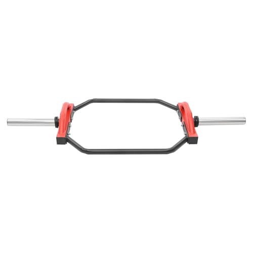 Barra de pesas hexagonal, barra olímpica, barra con 2 abrazaderas de resorte, puños, barra hexagonal de hasta 150 kg, para gimnasio, casa, trabajo (rojo)