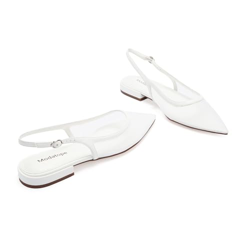 Image of Modatope Slingback Flats for Women Pointed Toe Ballet Flats Classic Low Heel Sandals Dress Shoes