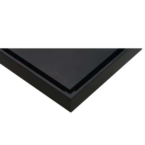 Thurman 4-Inch (Approximately10.2Cm)Solid Brass Square Shower Floor Drain With Ceramic Tile Insert Grille Removable Hair Cap Filter,Quadrato,Matte Black Plated Surface,Anti Clogging And Odor Resistant #TOP5
