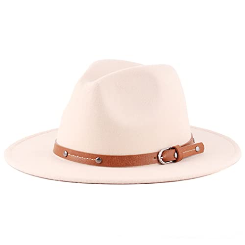 JMFHCD Chapeau de jazz plat d'automne et d'hiver pour homme et femme - Chapeau en laine britannique, beige, M Cover