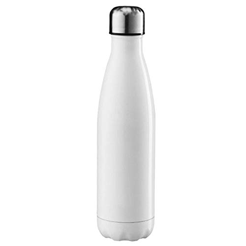 Botella de Agua Deportiva de Acero Inoxidable, Minkoll Botellas Térmica de Vacío Aisladas de con Doble 500Ml Perfecto Para Deportes al Aire Libre Camping Senderismo Ciclismo (Blanco)