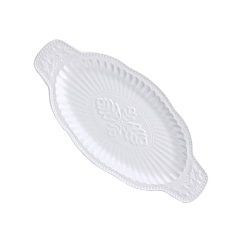 IMUSINICE Plato de Cerámica Blanco Forma de Pez Diseño Ligero y Pulido Fino Elegante y Noble para Servir Pescado para Cenas y Ocasiones Obsequios