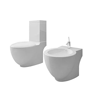 vidaXL Staand Toilet- en Bidetset Wit Keramiek WC Bidet Toiletten Bidets Set