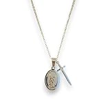 OVUNQUE PROTEGGIMI Medaglia San Michele Arcangelo, Collana in Acciaio Inox, Ciondolo ovale 2 cm con San Michele e spada, catena 49 cm, Confezione regalo