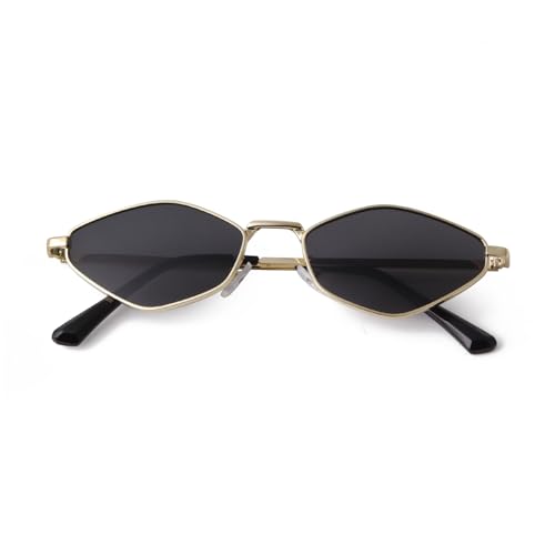 Retro Small Narrow Irregular Sunglasses Womens Mens Trendy Chic Metal Sun Glasses 90s Sunnies UV4003