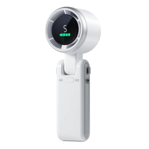 Fnfhsa Ventilador Turbo Portátil de Mano, Viento de 5 Velocidades, Funciona con Pilas, hasta 12 Horas de Trabajo, Ventilador de Mano con Air Turbo Tech
