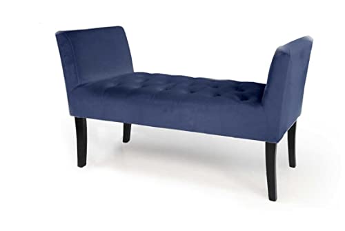 Banco de bancos asiento terciopelo patas de madera color azul 111 x 40 x 60 cm TOD-826399
