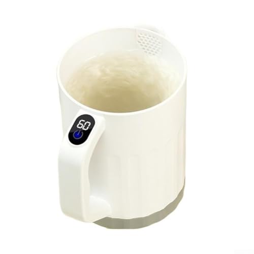 Tasse à café auto-mélangeuse, rechargeable et magnétique, portable en acier inoxydable pour la maison, le bureau ou l'extérieur (blanc)