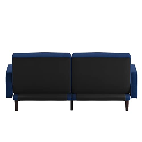 Flash Furniture Carter Premium Tufted Split Back Sofa Futon -Navy Velvet Upholstery - Solid Wood Legs - Convertible Sleeper Couch For Small Spaces #TOP4