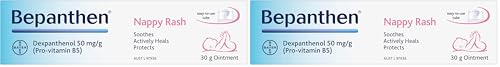 Bepanthen Nappy Rash Ointment Has a Unique Dual Action to Help Treat and Prevent Nappy Rash, Soothing And Hydrating Baby Skin Ointment, 30 g (Pack of 2)