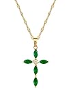 Simple y elegante collar con colgante en forma de cruz para mujer, piedra colorida, cristal brillante, circonita cúbica, regalo de joyería de moda femenina