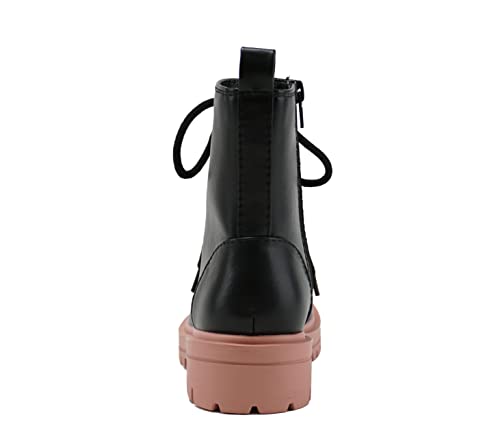 Image of Soda FIRM - Lug Sole Combat Ankle Bootie Lace up w /Side Zipper