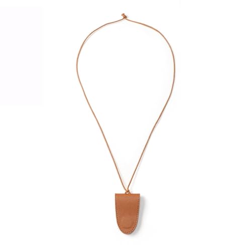 AJTUTUS Clip per occhiali in pelle da appendere al collo con clip per occhiali borse alla moda portatile-custodia per occhiali in pelle cordino carino copertura protettiva, Marrone, As detailed