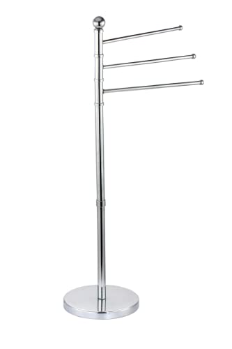 HERSIG   Toallero Baño de Pie | Colgador de Toallas Baño 3 Alturas   Base Redonda Metal   d22x88,5cm