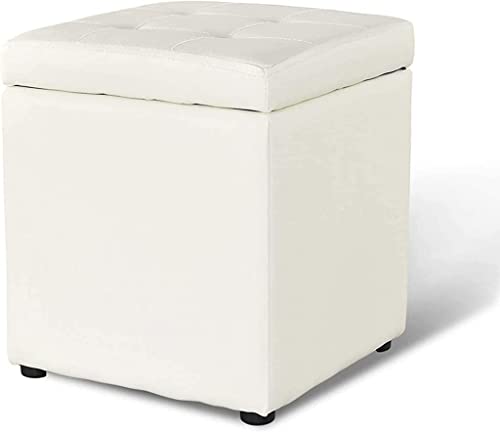 Repose-pieds ottoman pliable blanc pour optimiser le rangement des petits salons