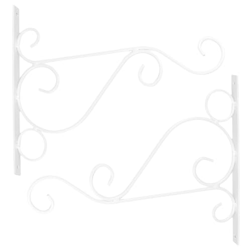 Toyvian 2個 加粗鉄製壁掛けフック 植物ハンガー 花かごブラケット 小型 ホワイト 多用途プランターハンガー ガーデン装飾用 鳥の餌台やラン