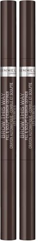 Rimmel Brow This Way Fill & Sculpt Eyebrow Definer, 003 Dark Brown (Pack of 2)