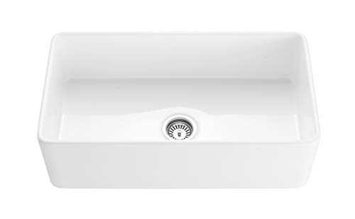 33-Inch Farmhouse Kitchen Sink- Fireclay Farmhouse Sink Single Bowl - Apron Front Sink Contemporary European Design - Single Bowl Fireclay Apron Sink 33â€ - Single Basin Kitchen Sink