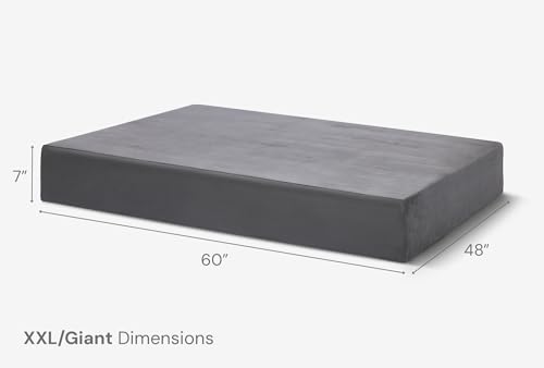 Image of Barker Beds Giant Orthopedic Dog Bed - 7 inch Memory Foam Mattress - 100-300 lbs - Joint Pain & Arthritis Support - Vet Recommended, Washable Cover - Made in USA - 60 inchx48 inchx7 inch - Charcoal