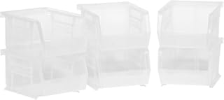 Akro-Mils 08212SCLAR 30210 AkroBins Plastic Hanging Stackable Storage Organizer Bin, 5-Inch x 4-Inch x 3-Inch, Clear, 6-Pack