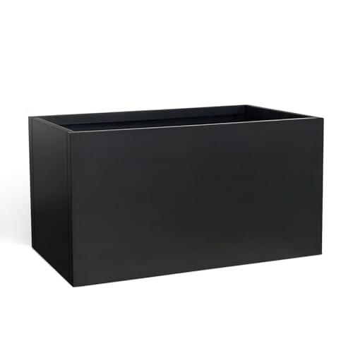 GZLVSOW Rectangular Steel Planter 36 L x 12 W x 16 H Metal Rectangle Outdoor Planter Metal Heavy Planters Box Indoor & Outdoor Commercial & Residential (36 x 12 x 16 Black)