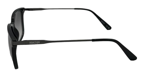 Kenneth Cole Reaction Mens Shiny Black W/Gun Plastic Sunglass, KC1400 1B3