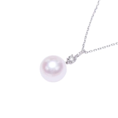 Collier en argent 925 avec pendentif perle ronde et zircon pour fiançailles femmes