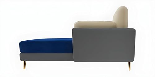 Image of Modern & Luxury Cushioned Couch Relax sectional Sofa in Fabric & Velvet and Heavy Duty Sofa Ideal for bedrooms, Living Rooms, Guest Rooms and Office-(LHP 4 Seater Blue & Beige).