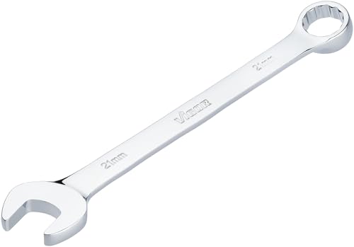 VIGOR Ring-Maulschlüssel V7740-21, SW 21 mm, lange Ausführung, 15 Grad gekröpft, Außen Sechskant und Doppelsechskant Profil, verchromt und poliert