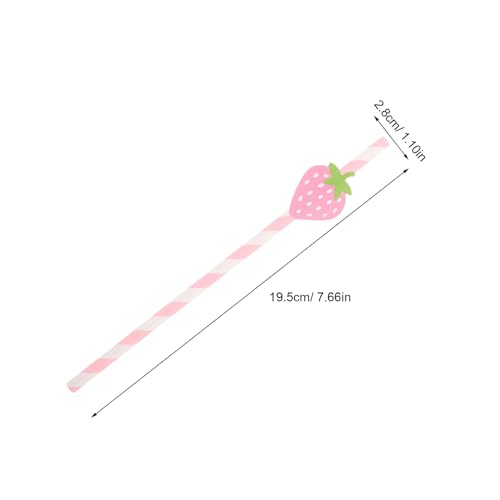 Pitillos de Papel Rosados Motivo Fresa 50 pcs miniatura 2