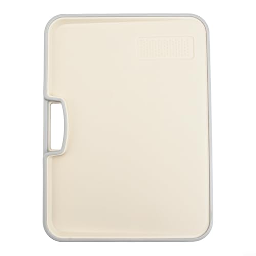 Double-Sided Kitchen Cutting Board Non-Slip Multifunctional Chopping with Grinding Area Raised Edge Design Sturdy PE PP Material Easy Clean Beige Various Sizes(22 * 30cm)