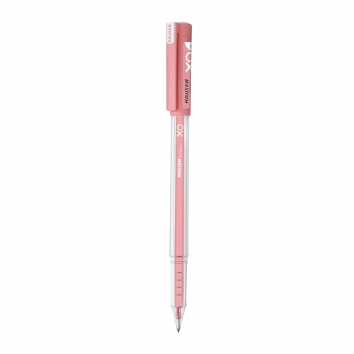 Image of Hauser Xo Jumbo Gel Pen | Loaded With Jumbo Refill | Low-Viscosity Ink System | Quick Dry Ink | Transparent Body Type | Smooth, Sturdy & Refillable Pen | Red, Set Of 10 Pens