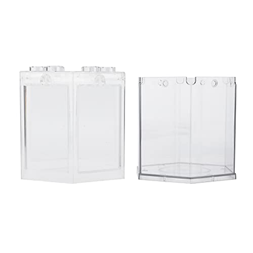 Hex Shape Portable Fish Tank With Rounded Corner Design - Mini Aquarium Starter Kit for Home Office, Clear