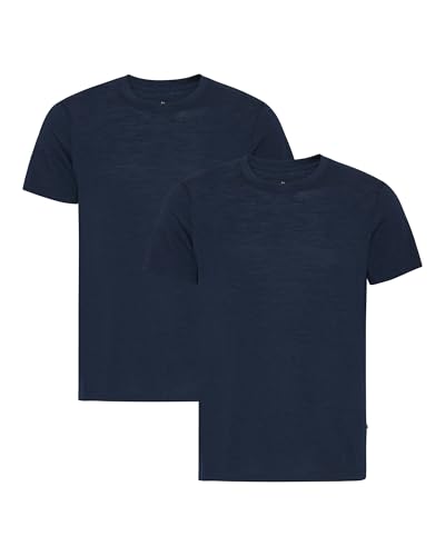 DANISH ENDURANCE Camisetas Manga Corta 100% Lana Merino, Suave y Transpirable, Pack de 1 o 2, Azul Marino Oscuro, M
