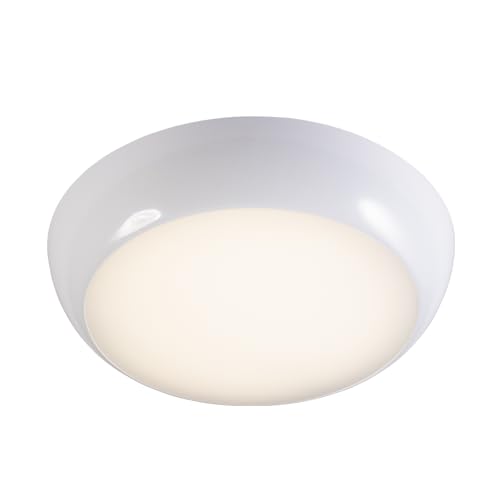 4lite Slim Round Flush Ceiling Light (White) 500Lm 3000k Warm White and 4000K Cool White LED Integrated IP65 Rated Ultra Slim 8W Bulkhead – 4l1/3107