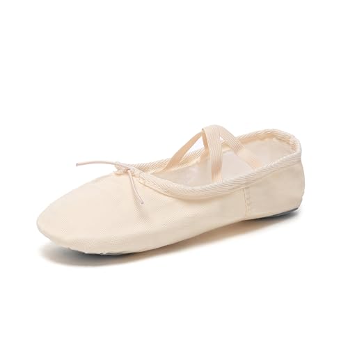 Danzcue Adult Canvas Split Sole Ballet Slippers Ballet Shoes for Women Dance Shoes, Ballet Pink, 9M3
