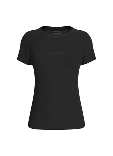 Calvin Klein Damen T-Shirt Kurzarm Institutional Graphic Slim Fit, Schwarz...