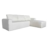 Oviala Sofá esquinero de 4 plazas de tejido buclette con chaise longue