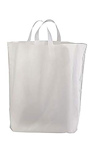 SSWBasics Recycled Clear Frosted Plastic Shopping Bags - Shopping Bags for Small Business -